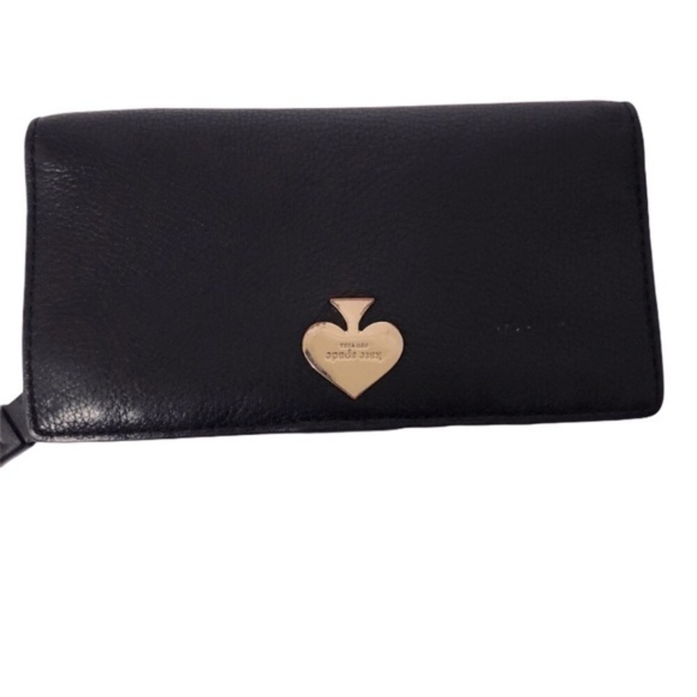 KATE SPADE black leather slim wallet